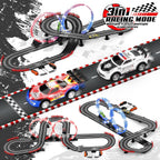 Juego de pista de carreras de ranura 3 en 1 con 4 coches de ranura de alta velocidad, pista de carreras eléctrica que incluye pistas de destello de paso elevado circular, juguetes de regalo de juego