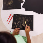 Melissa & Doug Scratch Art - Rascador de 50 unidades, dorado brillante sobre fondo negro