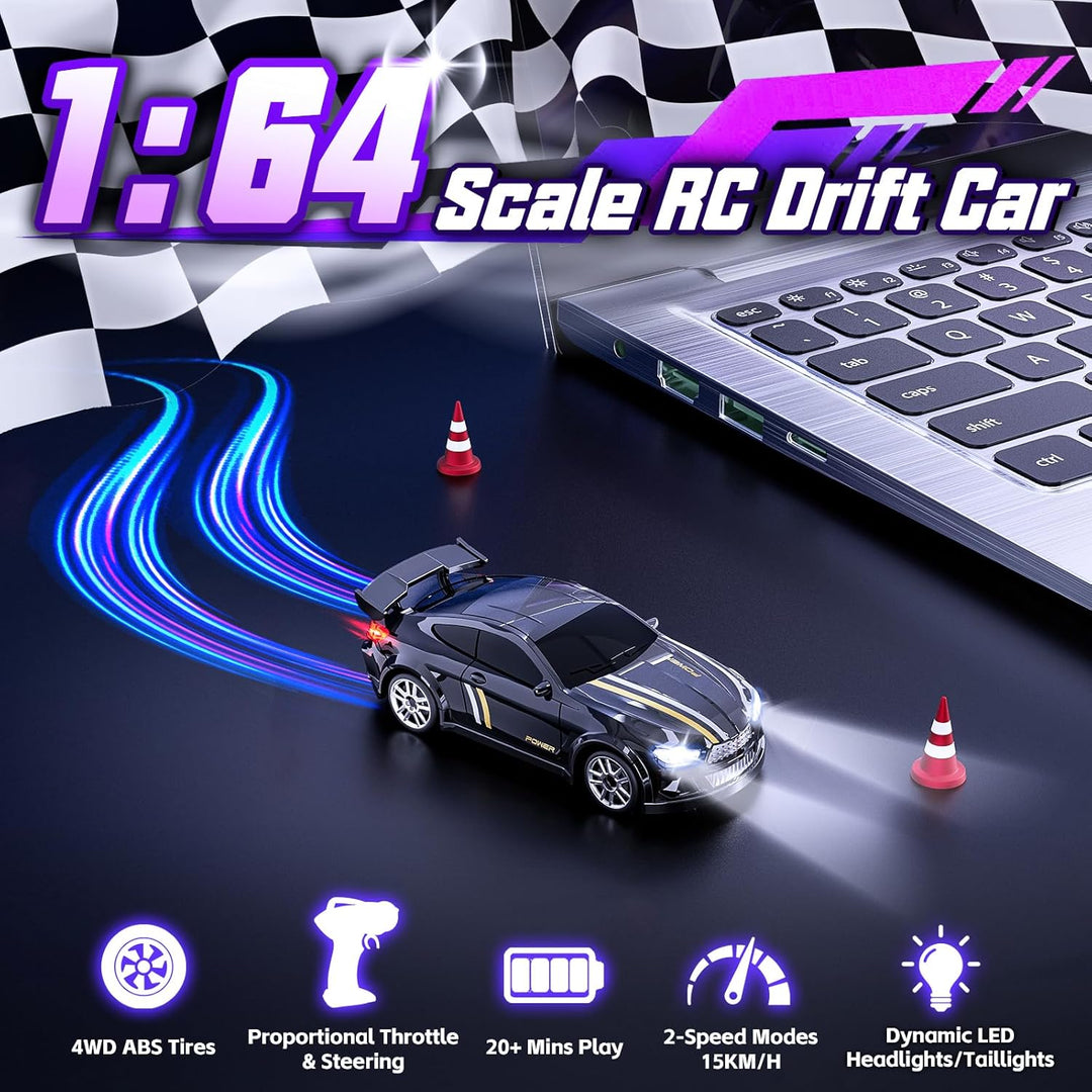 Coche de Derrape Mini RC 1:64 de Escala, Coche de Control Remoto co...