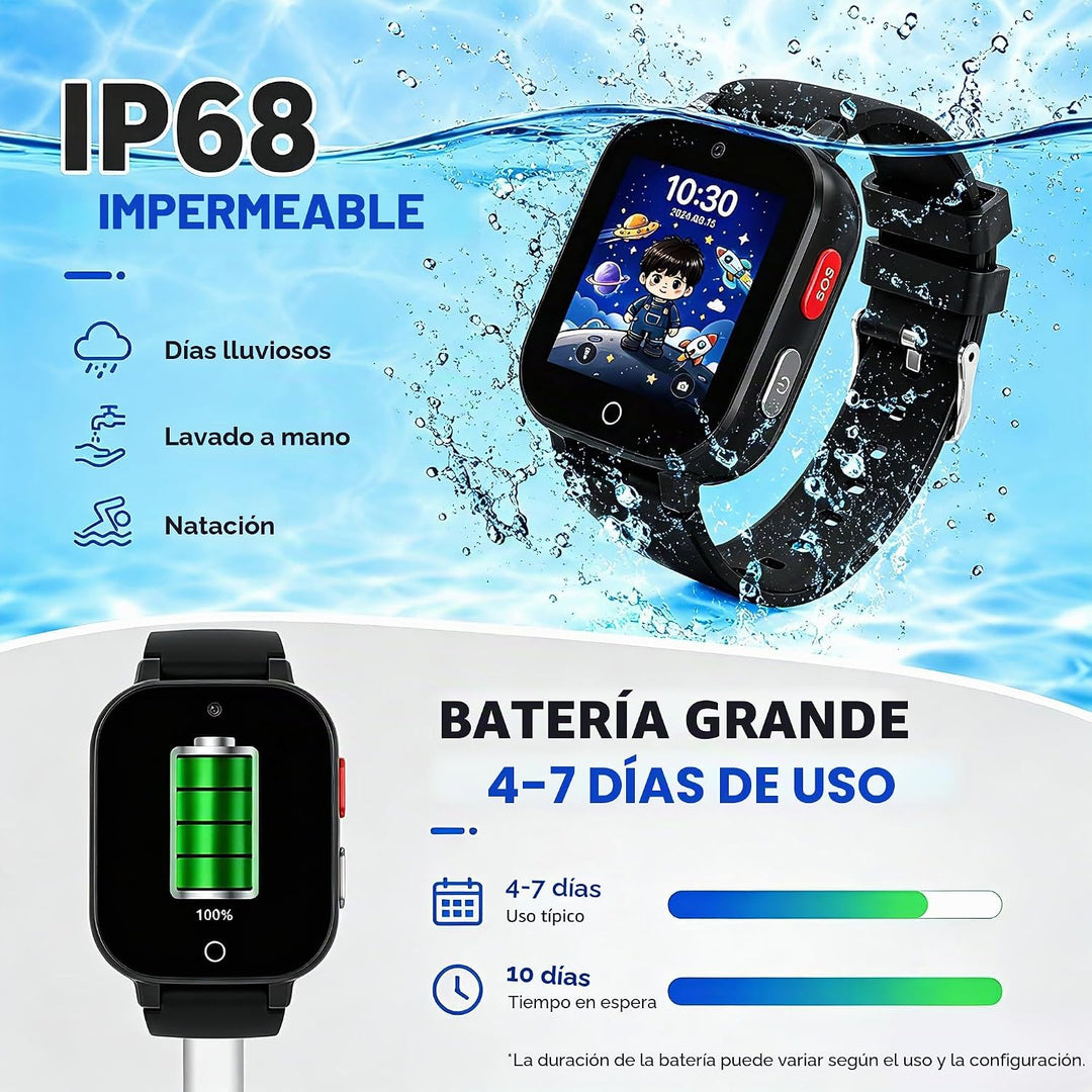DXPICR Reloj inteligente 4G para niños con rastreador GPS, video y...