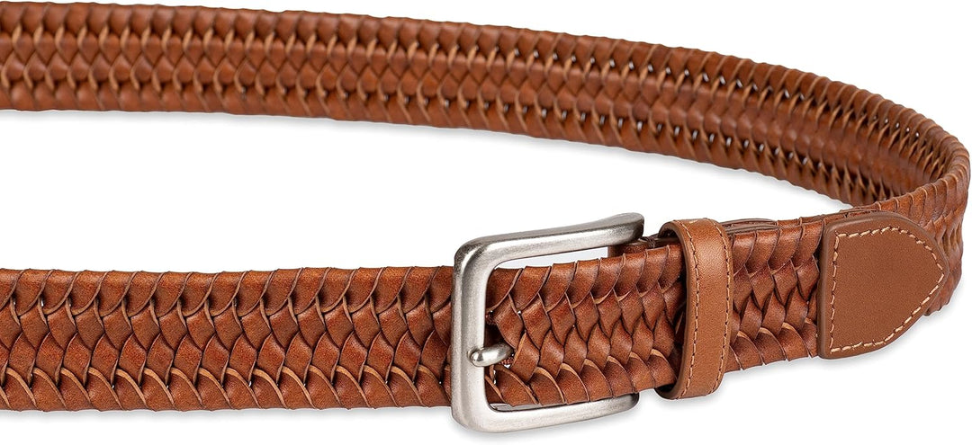 Tommy Bahama Cinturón de cuero trenzado para hombre, diseño elástic...