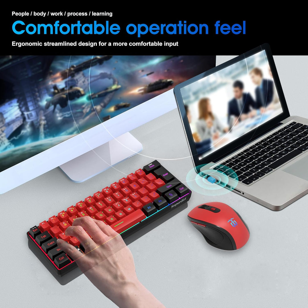 Snpurdiri Combo de teclado y mouse inalámbricos para juegos 2.4G, t...