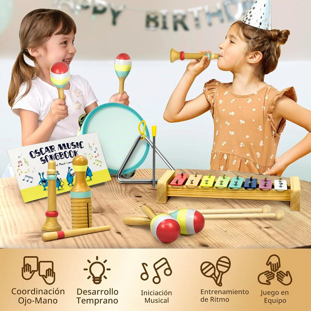 Juego de xilófono con instrumentos musicales de madera Montessori y