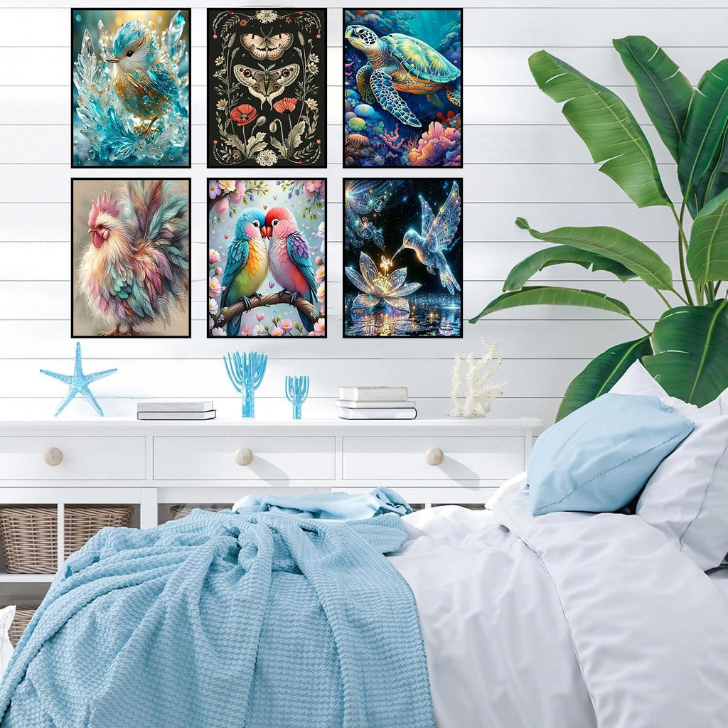 Paquete de 12 kits de arte de diamantes para adultos, animales, kit de pintura de diamantes de 12 x 16 pulgadas