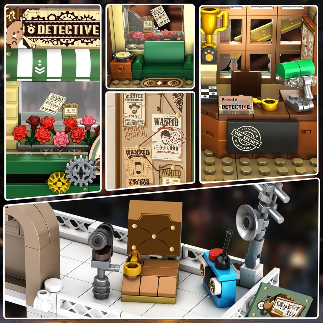 Juego de construcción de agencia de detectives con luz LED