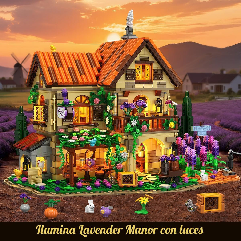 INSOON Lavender Cottage House Building Set con Lights para Adults Teens 12+