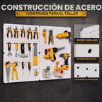 Kit organizador de tablero de clavijas, paquete de 4 paneles de metal de 12