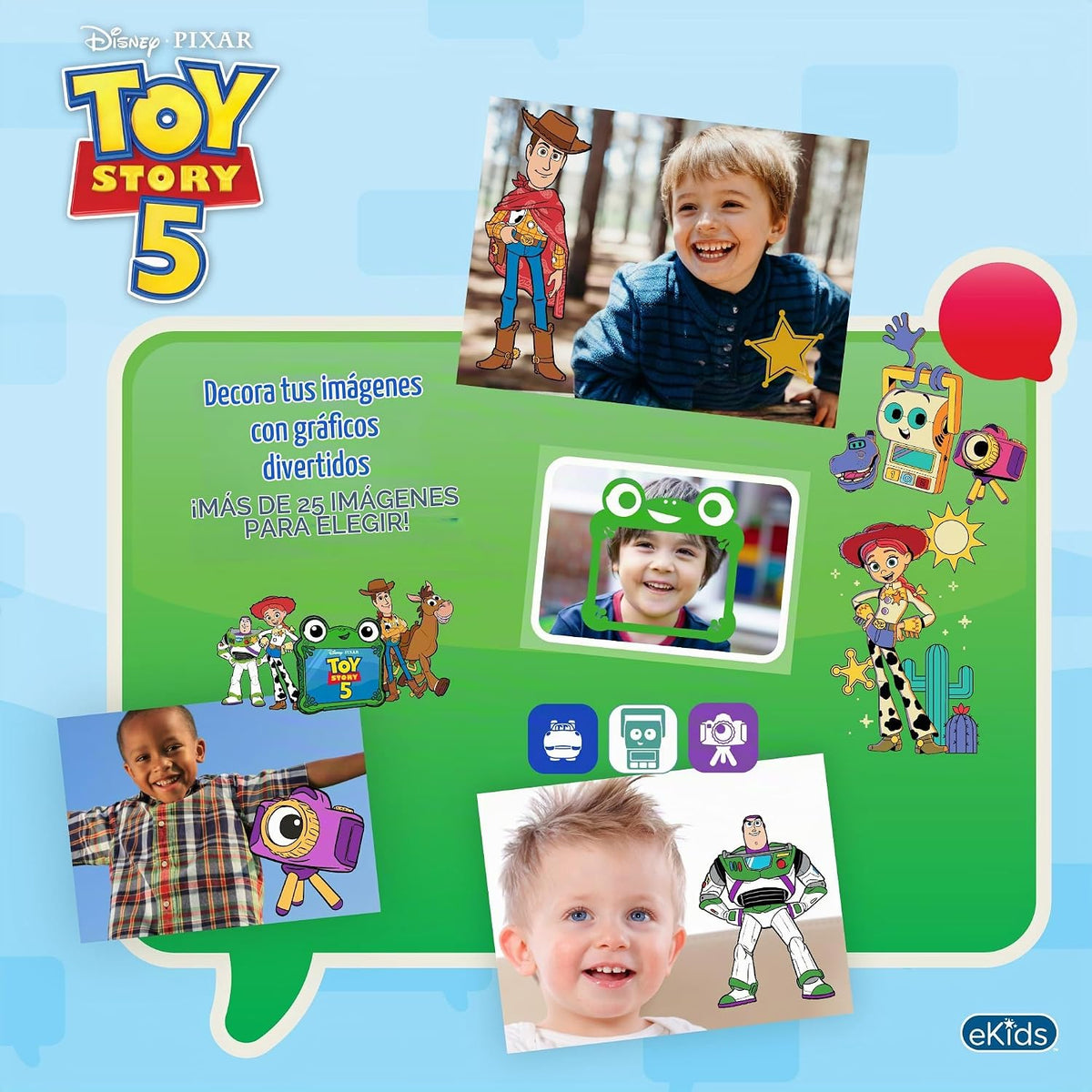 Toy Story 5 - Cámara para niños con tarjeta SD y trípode, cámara digital para niños