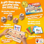 CVC Word Magic Phonics Game: Montessori Ortografía de madera