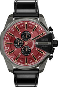 Reloj para hombre Diesel Mega Chief Slim Cronógrafo con correa de cuero negra (Modelo: DZ4714)