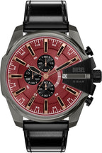 Reloj para hombre Diesel Mega Chief Slim Cronógrafo con correa de cuero negra (Modelo: DZ4714)