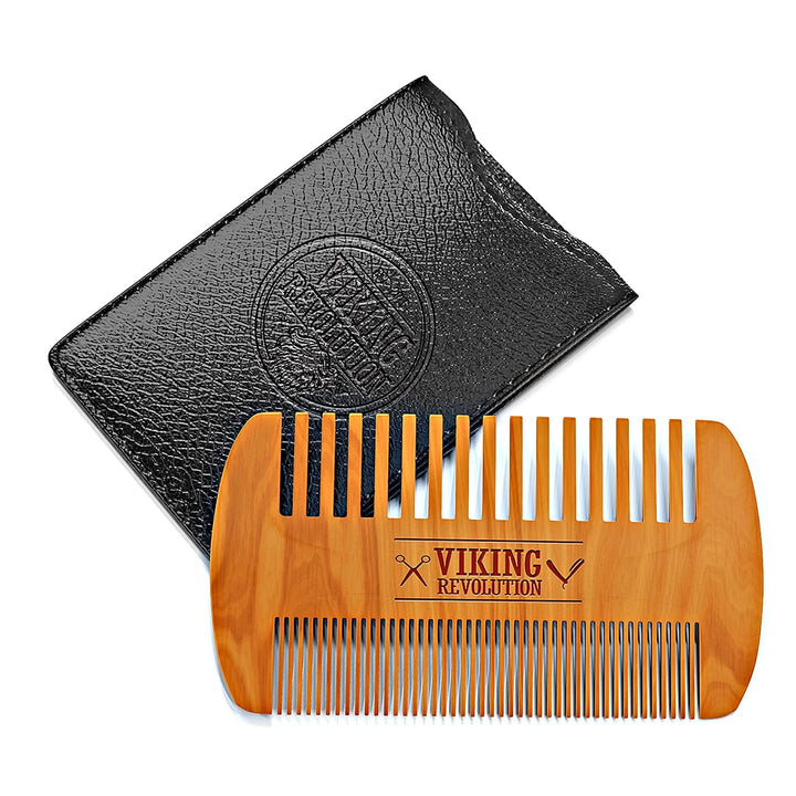 BEST DEAL peine de madera para barba y estuche, acción dual, diente...