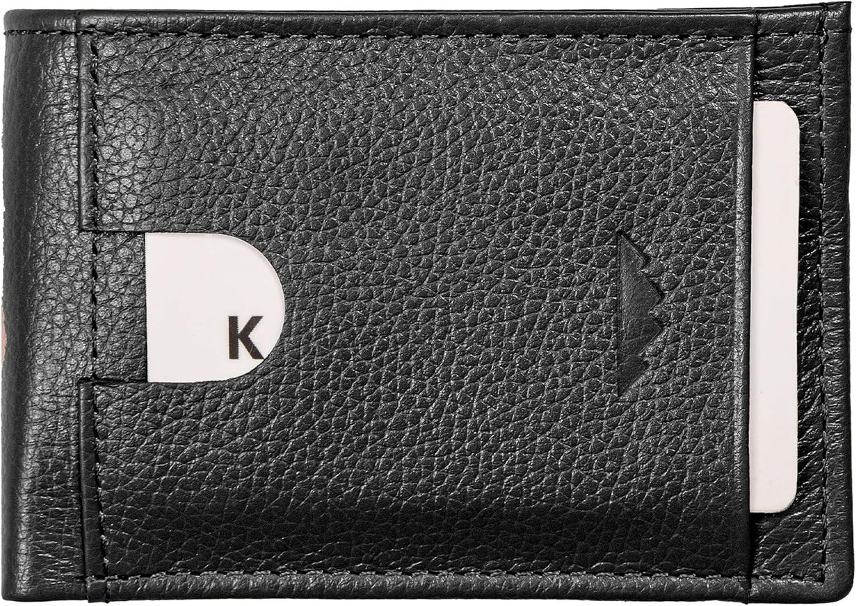 KARAKORAM - Cartera plegable compacta de piel para hombre, con capacidad para 12 a 14 tarjetas + dinero en efectivo, 2 ranuras de acceso rápido, ventana de identificación, bloqueo RFID