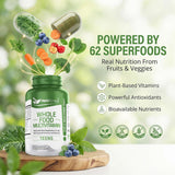 Herbtonics Whole Food Vitaminas adolescentes para energía, concentr...