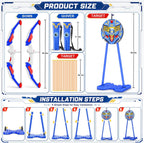 Paquete de 2 juguetes de arco y flecha para niños, con luz LED, con 20 flechas de ventosa, objetivo de pie y funda de flecha, juguetes para interiores y exteriores, regalos de cumpleaños para niños de