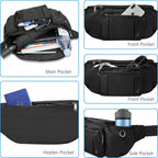 Riñonera deportiva para hombres y mujeres, riñonera al aire libre con 6 bolsillos con cremallera, bolsa de gran capacidad con cinturón ajustable para viajes, senderismo, ciclismo, entrenamiento,