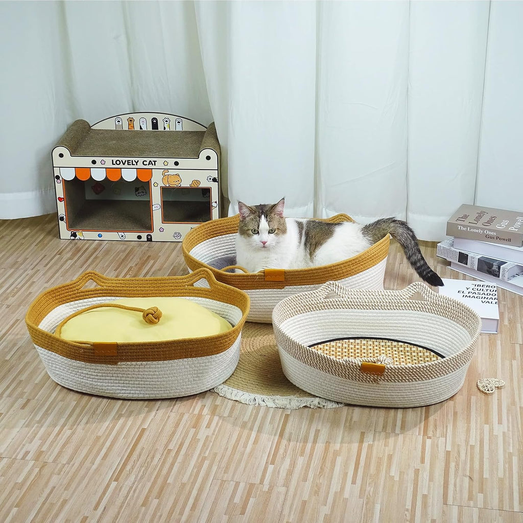 Cama de cuerda para gatos, cesta de cama para gatos con