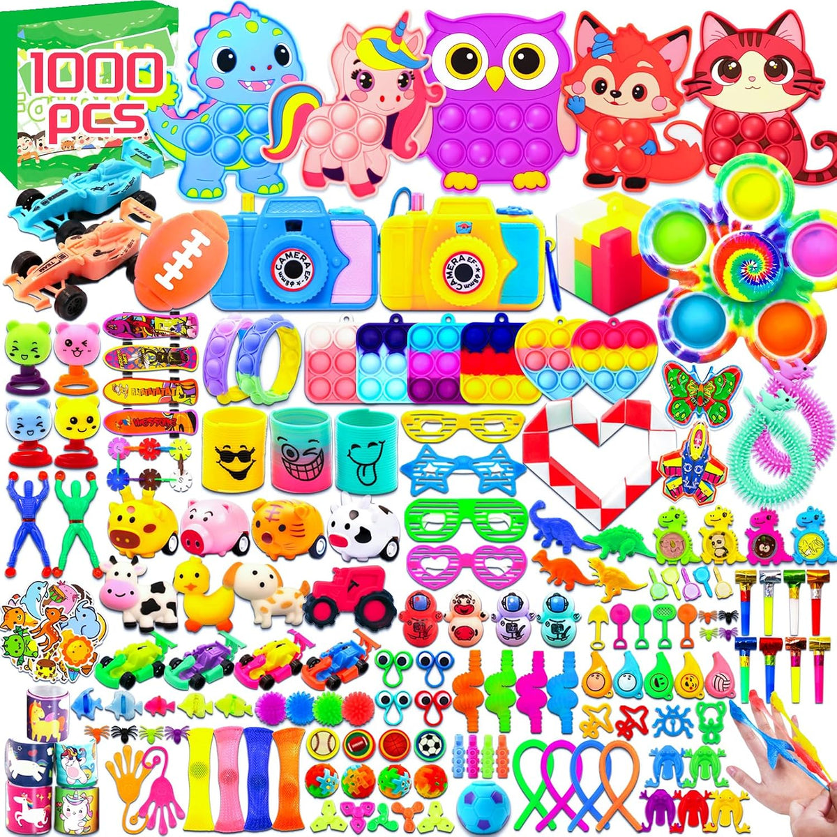 1000 juguetes para ansiedad a granel para bolsas de regalo, rellenos de piñata, juguetes de caja del tesoro para premios de aula, rellenos de calcetines de cumpleaños de carnaval, juguetes de