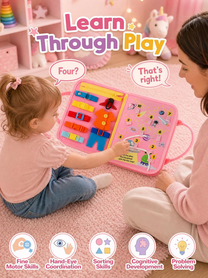 GONINO Juguete Montessori para niños pequeños, tabla ocupada de fie...