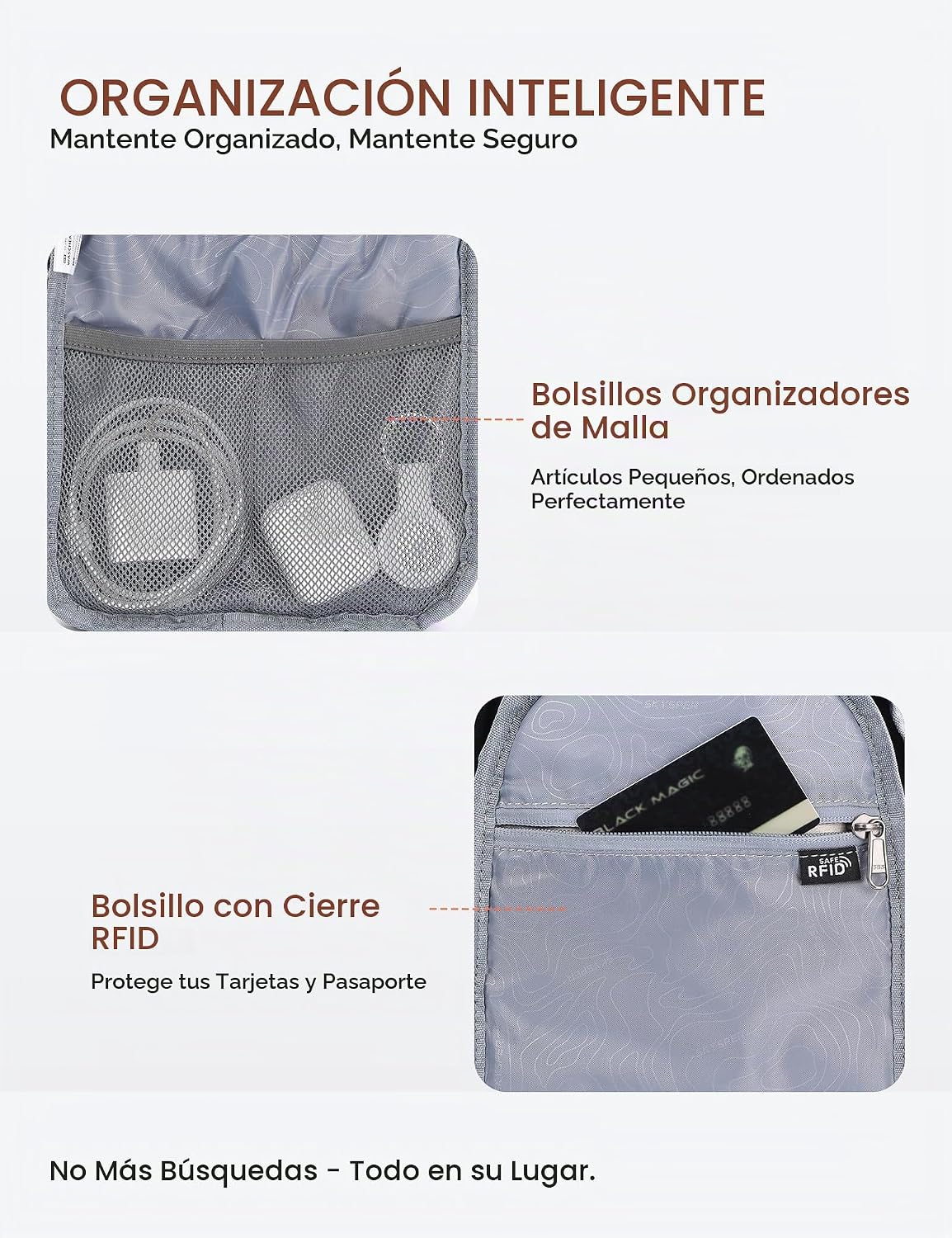 SKYSPER Bolso bandolera RFID bolso cruzado antirrobo bandolera mochila de viaje mochila de hombro, Negro, Bolso bandolera antirrobo