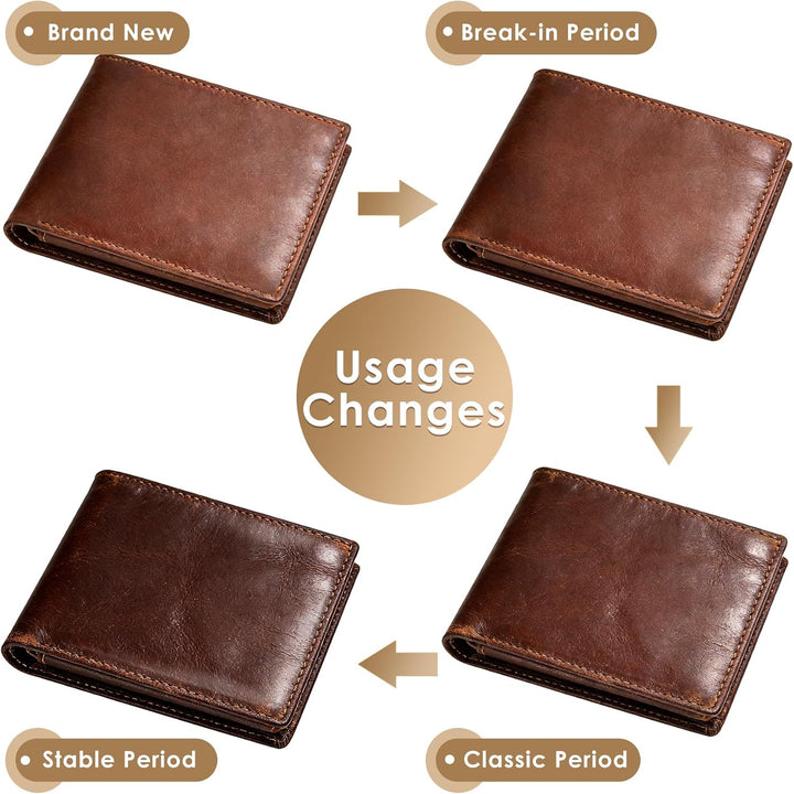 GSOIAX Cartera de cuero de grano superior para hombre, delgada, con...