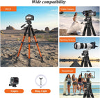 VICTIV - Trípode de 74 pulgadas para cámara y teléfono celular, trípode profesional de aluminio resistente con bolsa de transporte, compatible con cámara DSLR, SLR, iPhone, Canon, Nikon