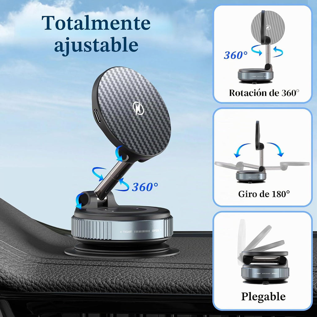 PlusAcc Soporte para teléfono de coche, soporte magnético al vacío para