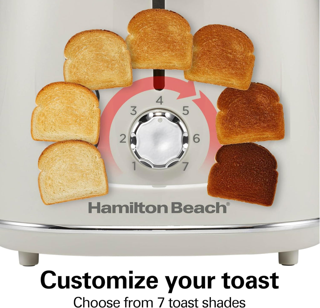 Tostadora Hamilton Beach de 2 rebanadas con botones de Bagel, Descongelar y Cancelar