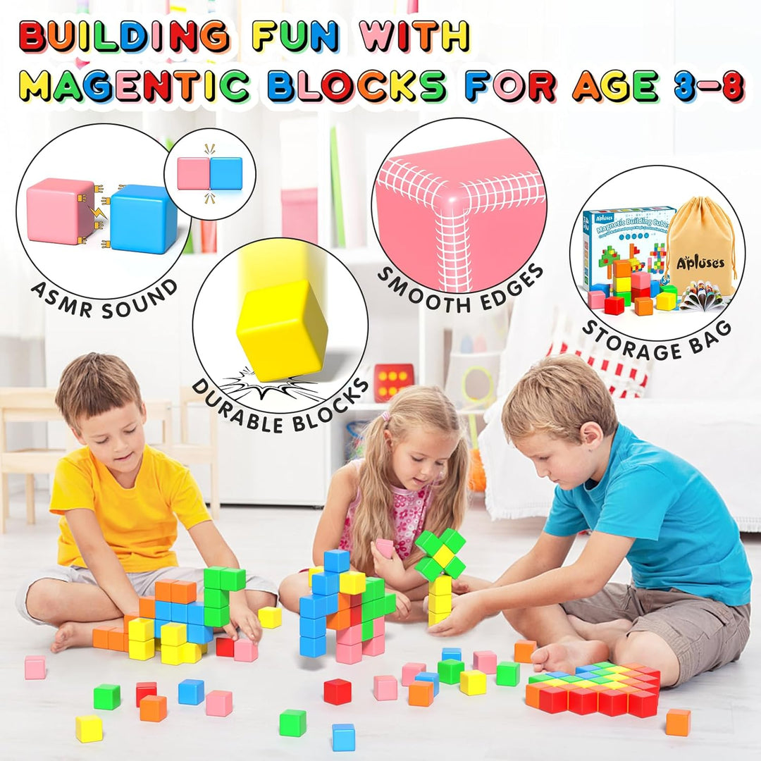 Apluses 42 piezas de bloques magnéticos, regalos para niños de 3, 4...