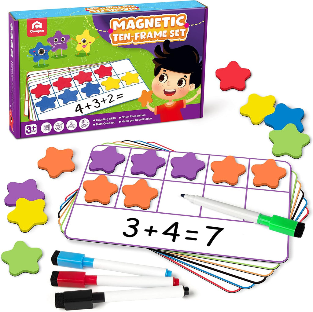 Coogam Conjunto Magnético de Marco de Diez, Juegos de Conteo de Números EVA Manipulativos Matemáticos, Juguete Educativo Montessori, Regalo para Niños de Jardín de Infantes y Aula de 3, 4, 5 Años