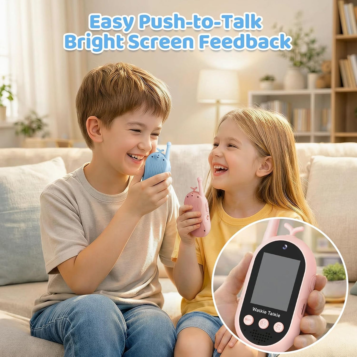 Walkie Talkie para niños con video: paquete de 2 juguetes recargabl...