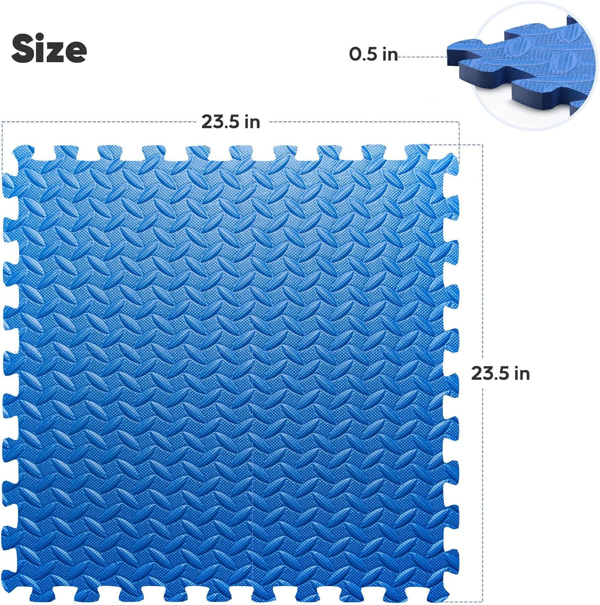 Paquete de 12 tapetes de gimnasio en casa de 48 pies cuadrados, tapetes de ejercicio de rompecabezas, azulejos de espuma EVA entrelazados para equipos de entrenamiento en casa y áreas de juego para niños, azul, 24 x 24 pulgadas x ½ pulgadas, 12 azulejos (