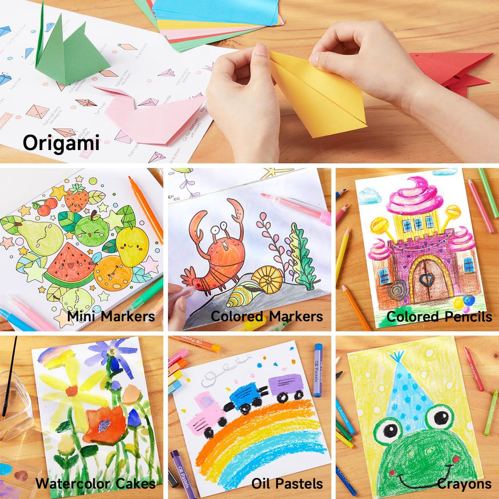 Shuttle Art Juego de Arte para Niños de 335 Piezas, Suministros de Arte Multimedia, Kit de Arte de Regalo con Caballete Tríptico, 2 Blocs de Dibujo, 2 Libros para Colorear, Pasteles al Óleo, Crayones