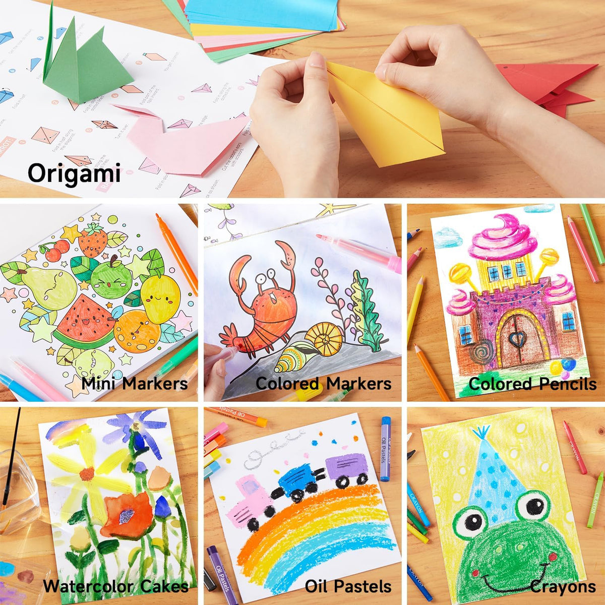 Shuttle Art Juego de arte para niños de 335 piezas, suministros de arte multimedia, kit de arte de regalo con caballete triple, 2 blocs de dibujo, 2 libros para colorear, pasteles al óleo, crayones y