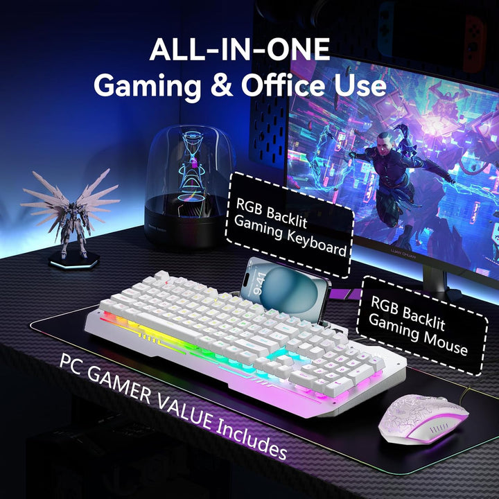 AULA Teclado Gaming, T102 Combo de Teclado y Ratón de 104 Teclas, T...