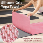 Paquete de 2 toallas antideslizantes para esterilla de yoga caliente con puntos de agarre, 72 x 24 pulgadas, toalla de microfibra súper absorbente para yoga caliente, pilates, entrenamiento