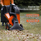 SuperHandy Aspiradora de hojas y astilladora de madera 7HP 209cc motor de gas, relación de mantillo 10:1, bolsa de recolección de 6 bujes, impulsor de 13.4 pulgadas, triturador de vacío con ruedas