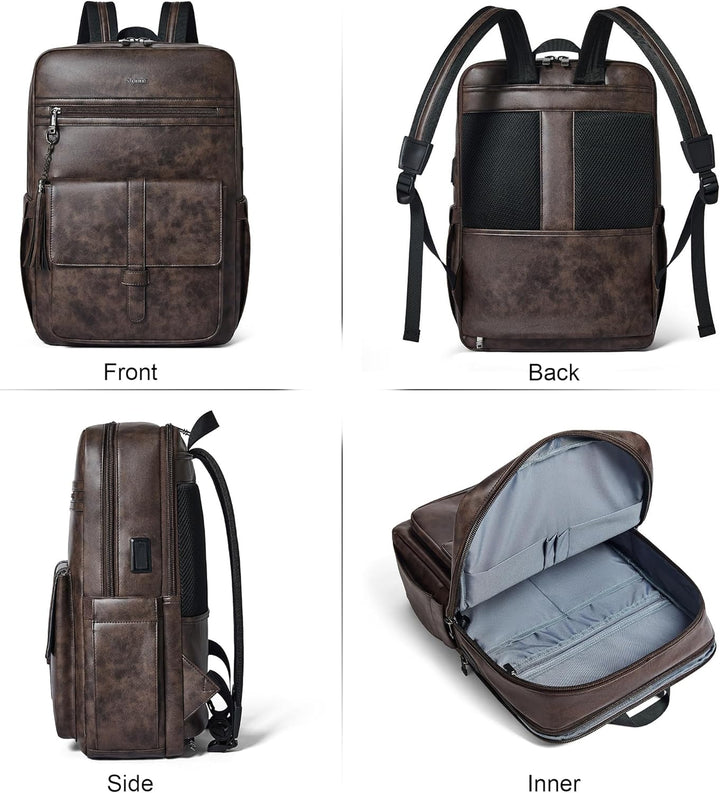 Shrrie Mochila para portátil de cuero vegano de 16 pulgadas con car...