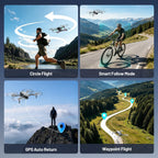 Drone GPS con cámara 4K UHD para adultos, alcance de 1640 pies, retorno automático a casa, sígueme, cardán de 3 ejes, aplicación y control remoto, amarillo