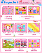 Tablero de actividades Montessori, para niñas de 1, 2, 3 o 4 años, ideal como regalo de cumpleaños, sensorial, juguete educativo de aprendizaje, actividades de viaje