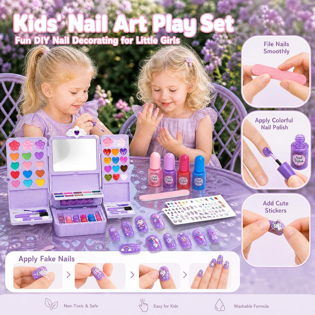 Kit de maquillaje infantil de 75 piezas para niñas, juego de maquillaje de