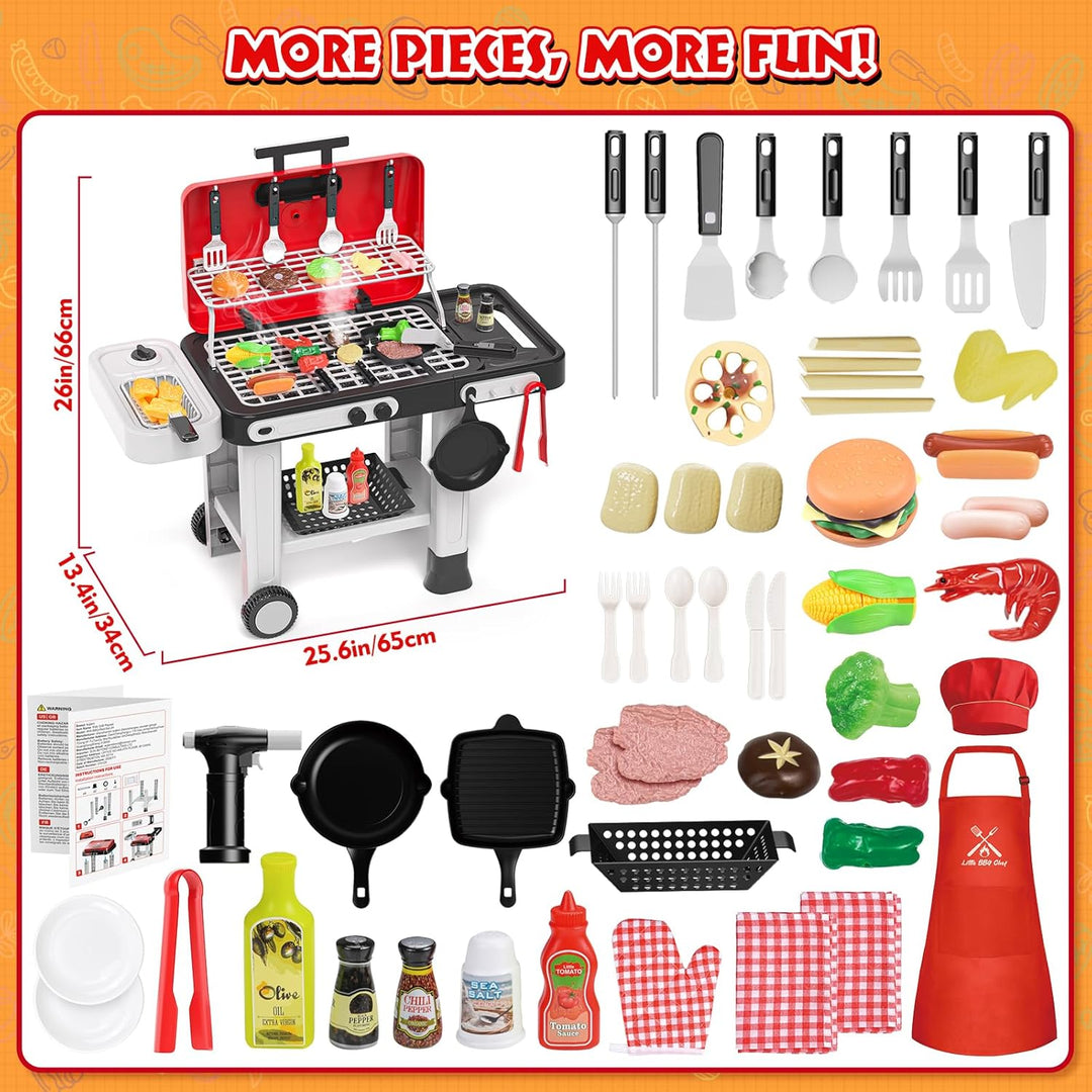 Juguetes de cocina para niños de 86 piezas: juego de parrilla para...