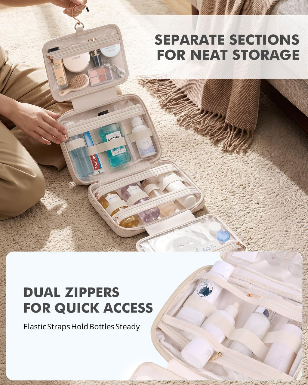 Prite Neceser expandible impermeable colgante organizador de maquillaje de