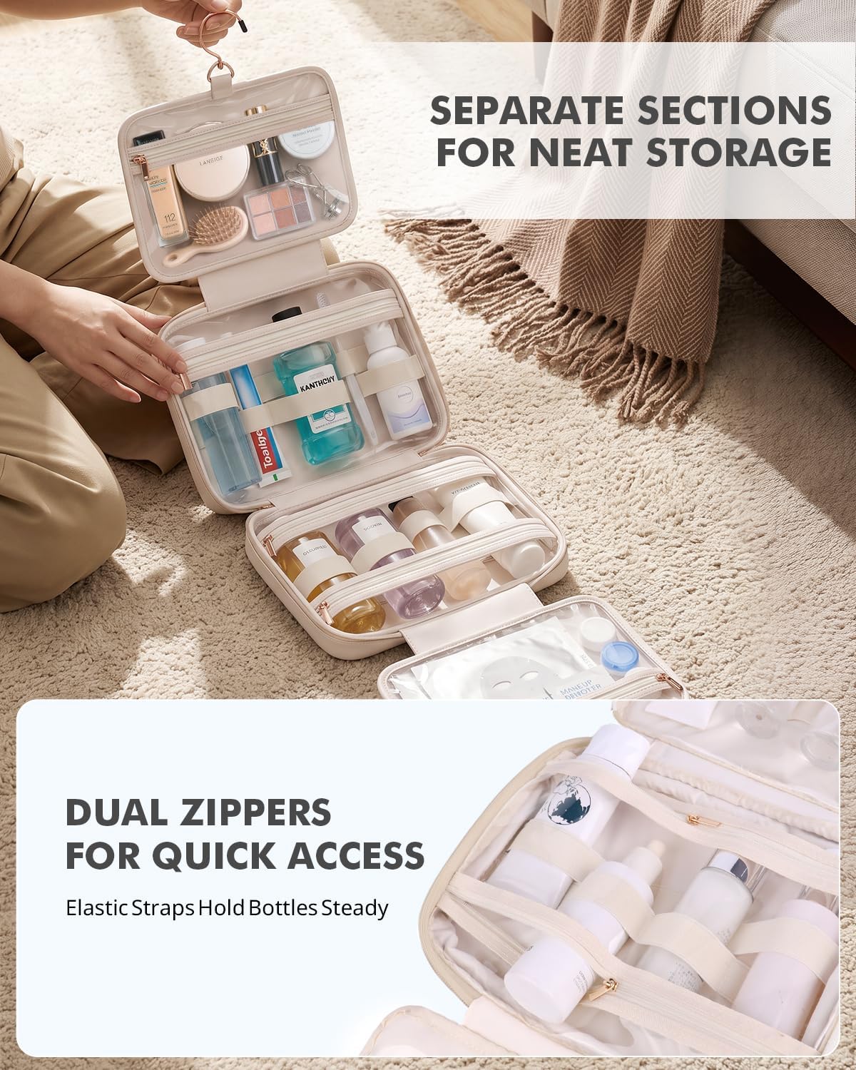 Prite Neceser expandible impermeable colgante organizador de maquillaje de