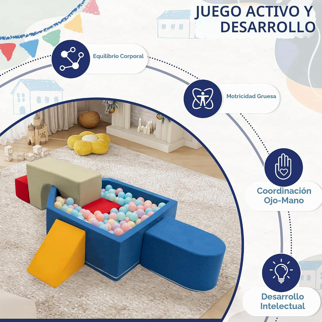 Juguetes de escalada para niños pequeños con hoyo de pelotas, 7 piezas de bloques de escalada de espuma para bebés con piscina de bolas, juego suave de actividades de escalada para niños