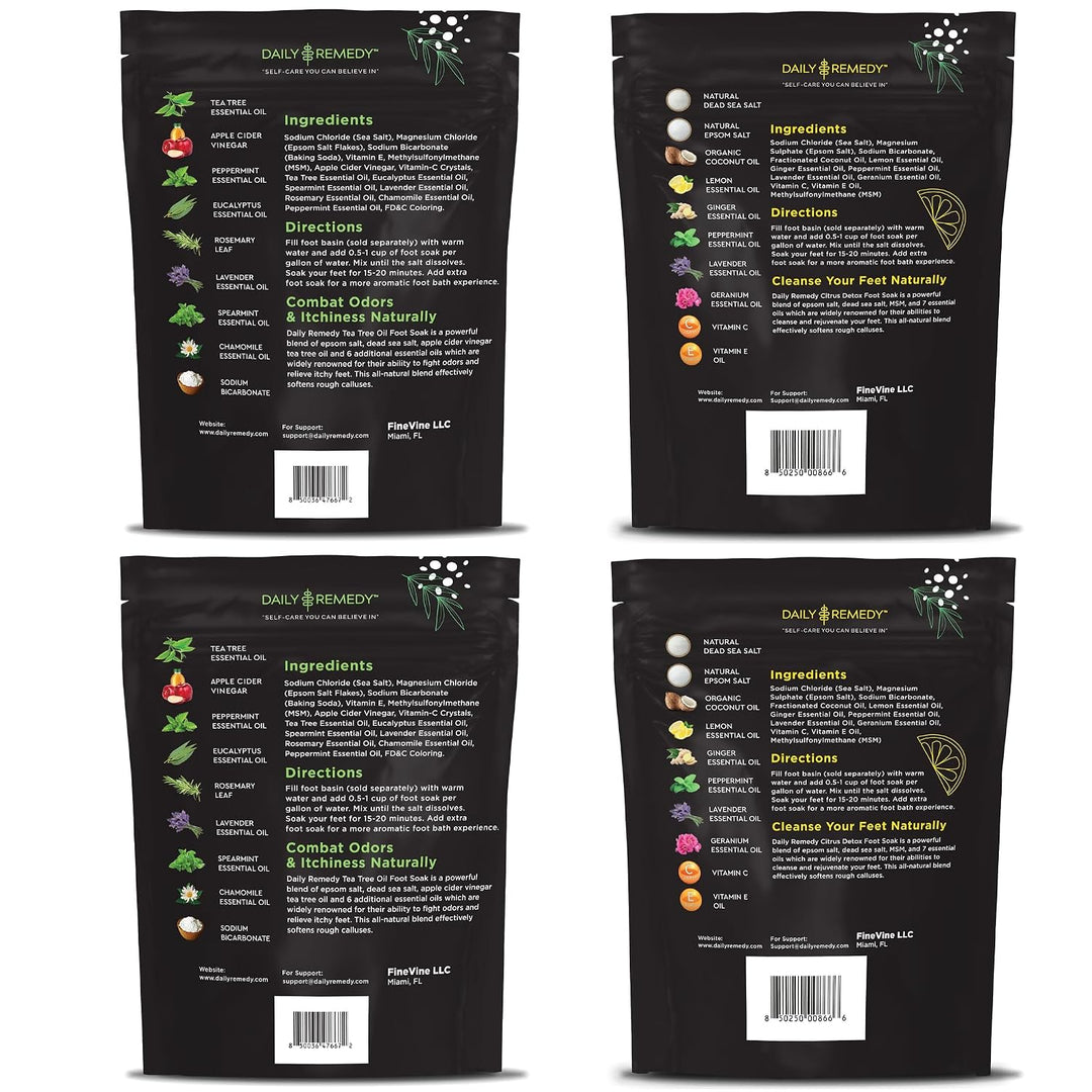 DAILY REMEDY Juego de 4 pies de remojo \u2013 2 aceites de árbol de...