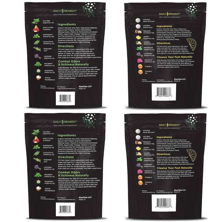 DAILY REMEDY Juego de 4 pies de remojo \u2013 2 aceites de árbol de...