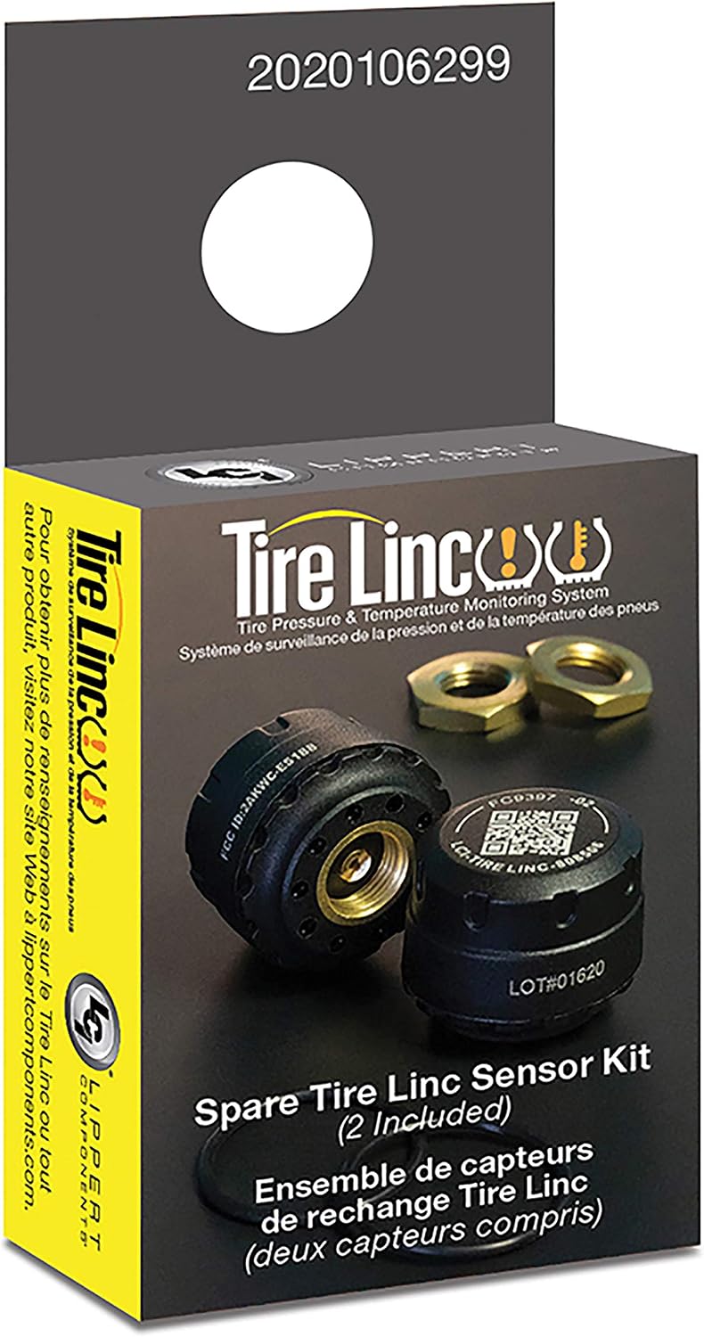 Lippert Components Tire LINC - Sensores de neumáticos (paquete de 2) para vehículos recreativos, 5ª ruedas, autocaravanas, vehículos de remolque, fácil instalación de bricolaje en vástago de válvula,
