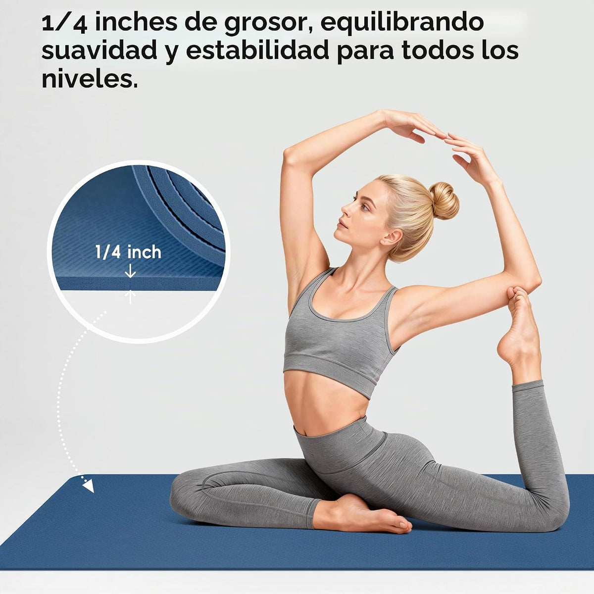 Tapete de yoga extra ancho de 72 x 32 pulgadas, tapete de ejercicio antideslizante de TPE para entrenamiento en casa, tapete de yoga grande de alta densidad de 0.236 pulgadas para hombres y