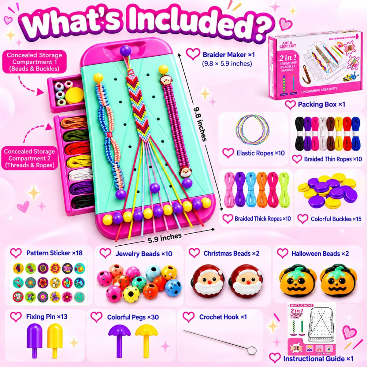 Wolfbird Kit de fabricación de pulseras de la amistad para niños de 8 a 12 años, regalo de Navidad y Halloween, manualidades
